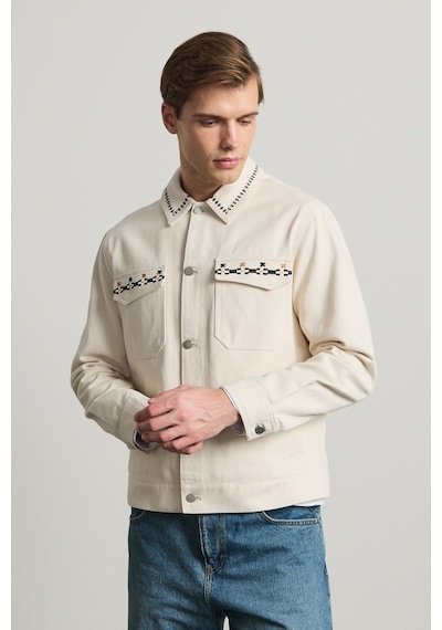 Danger Erkek Nakışlı Denim Ceket Bej