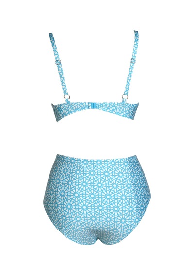 Endeep Kadın Balenli Destekli Büyük Beden Açık Mavi Yüksek Bel Bikini Takımı Açık Mavi