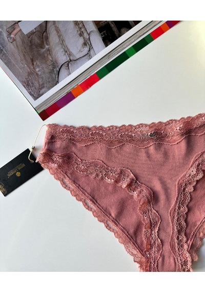 Arlet Kadın Pamuklu Rahat Günlük Kullanım Dantelli Slip/külot Li Gül Kurusu