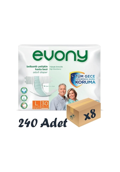 Evony Belbantlı Yetişkin Hasta Bezi Büyük Boy L 8 x 30'lu