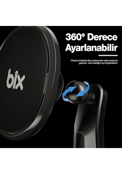 Bix Bxch6 Çift Havalandırma Klipsli 360 Araç İçi Telefon Tutucu