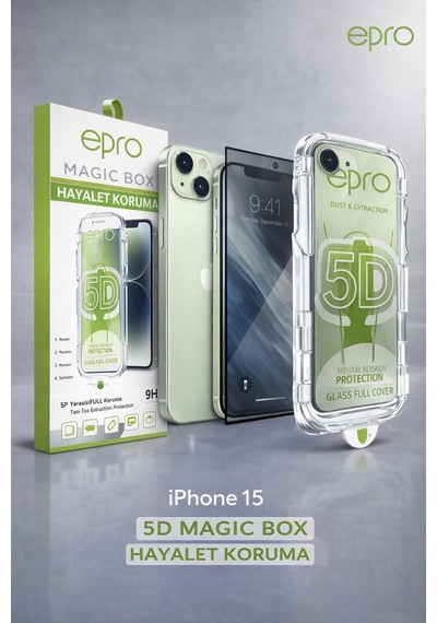 Epro Apple iPhone Uyumlu  15 5d Magic Box Hayalet Koruma Tam Kapsama Ekran Koruyucu