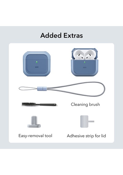 Apple Uyumlu AirPods 4 2024 Halolock Orbit Hybrid Magsafe Kılıf Mavi