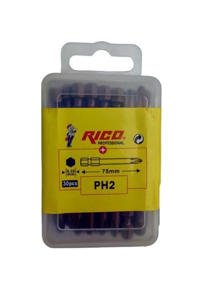 Rico 1 Kutu Ph2 X 75 MM Yıldız Bist Uç 30 Adet Kırmızı
