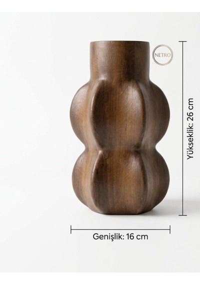 Yıldız Köşeli Bohem El Yapımı Özel Seri Seramik Vazo 26 Cm Kahverengi