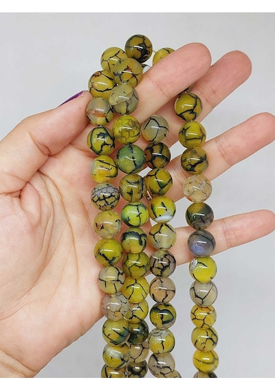 Akik Taşı Dizi 12mm 53364 Çok REnkli