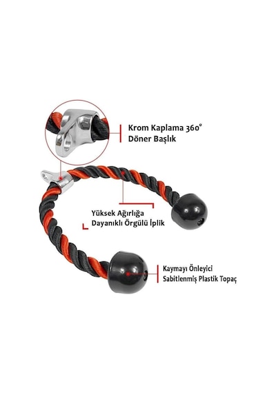Xtreme Fitness Triceps Halatı Kırmızı Siyah Kırmızı - Siyah