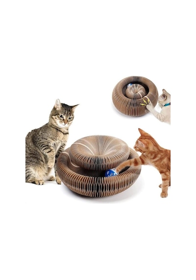 Ayrex Katlanabilir Kedi Tırmalama Oyuncağı 2'li Set Catnipli Akordeon Yapı, Toplu & Zeka Geliştirici Kedi Oyunc