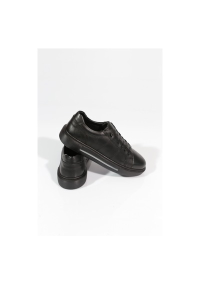 Dgn 1593 Erkek Lastik Detayli Düz Taban Sneakers Ayakkabi Siyah