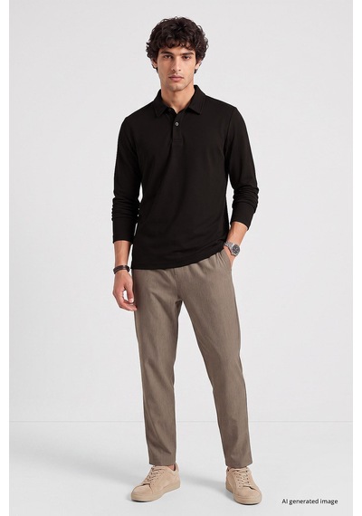 Tommy Life Acı Kahverengi Rahat Form Basic Erkek Polo Yaka T-shirt - 88512