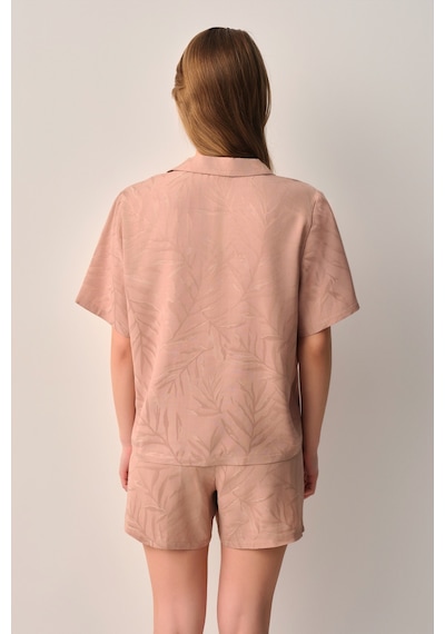 Suwen Petra Gömlek Yaka Şort Pijama Takımı Sh26512667b023 Kahverengi