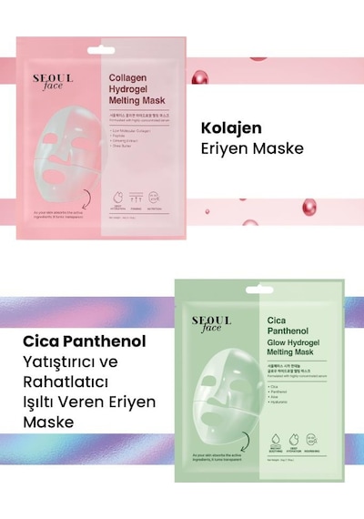Dermal Kolajen Ve Cica Nemlendirici Rahatlatıcı Eriyen Maske Seti Kore Maske Seti 34 Gr.