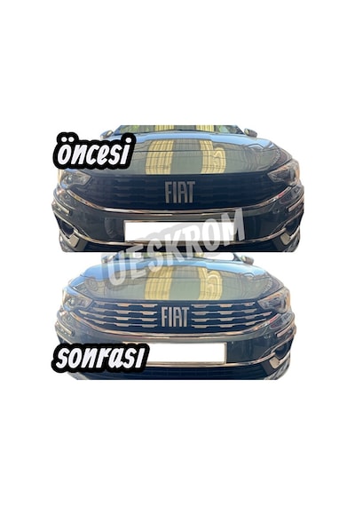 Fiat Egea Krom Ön Panjur 2020 Üzeri Uyumlu 8 Prç. Paslanmaz Çelik