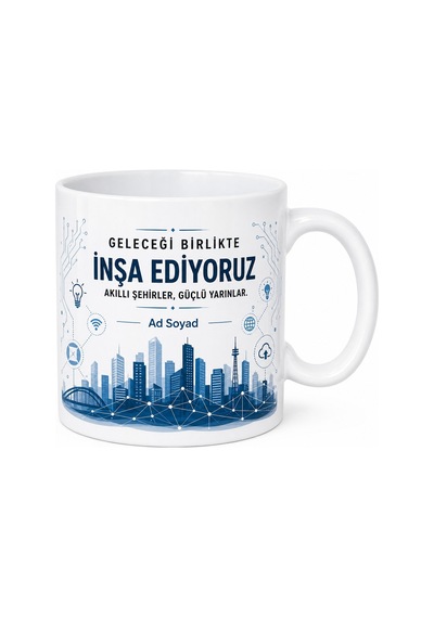 Akıllı Şehir Gününe Kupa - Teknolojiyi Sokaklara Taşıyanlara Hediye Beyaz / Çok Renkli