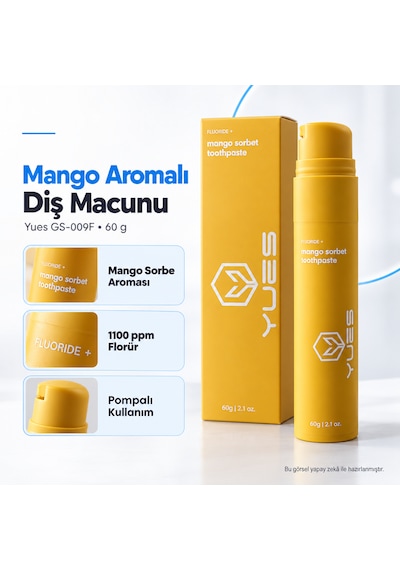 Yues Mango Aromalı Florürlü Pompalı Diş Macunu 60 G Gs-009f Beyazlatma