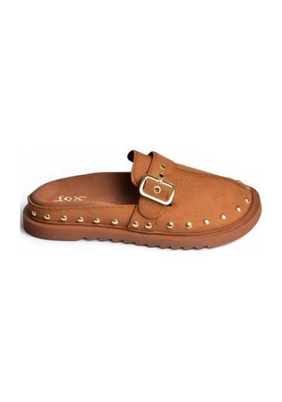 Fox Shoes Y918143802 Taba Süet Önü Kapalı Zımba Detaylı Sabo Terlik