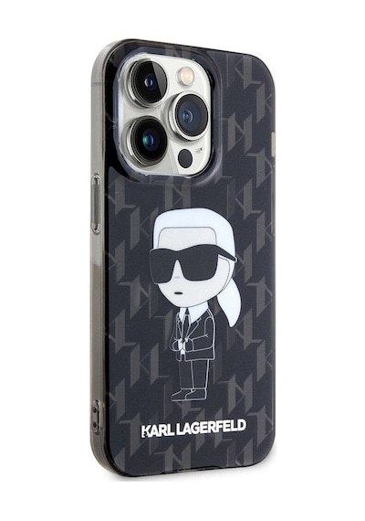 Apple Uyumlu iPhone 15 Pro Max  Kılıf Karl Lagerfeld Iml İkonik Monogram  Lisanslı Kapak Siyah