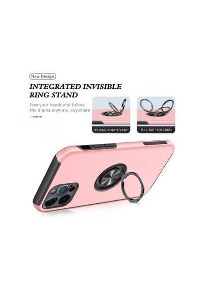 Apple İphone 12 Pro Kılıf Elit Yüzüklü Kapak - Pembe Çok Renkli
