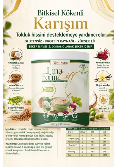 Lina Formliff Yüksek Lifli Bitkisel Ara Öğün Karışımı 600 G İnüli
