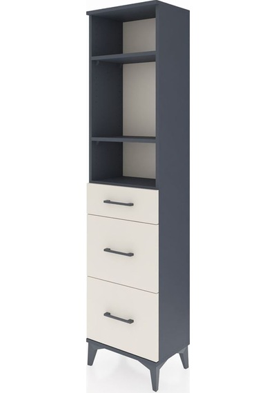 Arges Dolap 3 Raflı 3 Çekmeceli 44x30x182 Antrasit-aytaşı Antrasit
