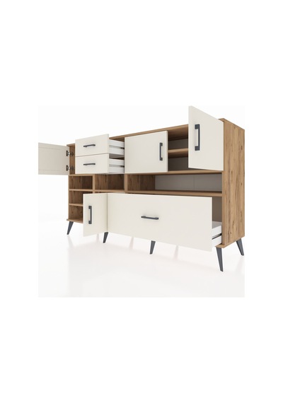 Kronos Konsol 7 Raflı 3 Çekmeceli 4 Kapaklı 176x59x99 Çam-aytaşı Çam-aytaşı