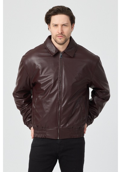 Danger Erkek Limited Edition Deri Mont Ceket Bordo