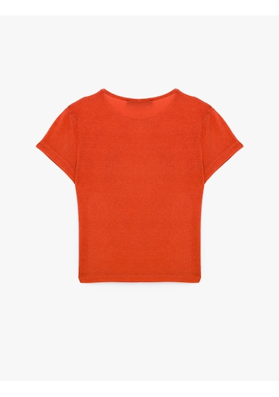 Koton Slim Fit Kısa Kollu Bisiklet Yaka Viskon Spor Tişört Turuncu 6sak10346nk