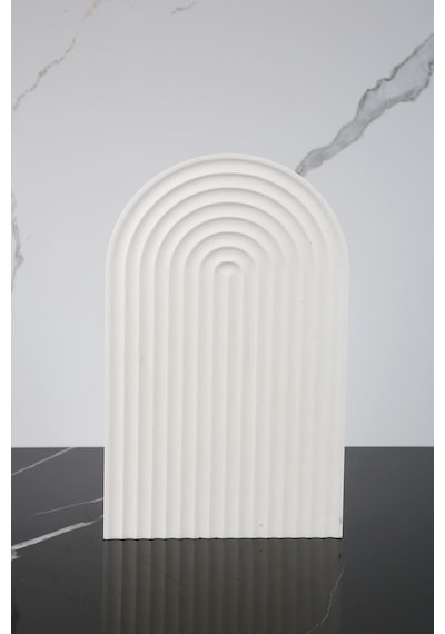 Betonmall Mermer Desenli El Yapımı Beton Sunum Tabağı Dekoratif Sunumluk 30 Cm - Beyaz