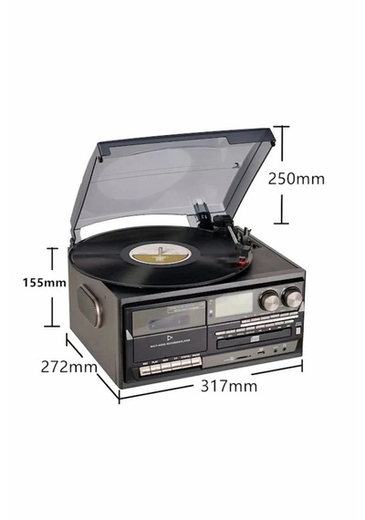 Kn-110 Vintage Plak Cd Kaset Usb Bluetooth Tf Aux Özelikli Pikap Kahverengi