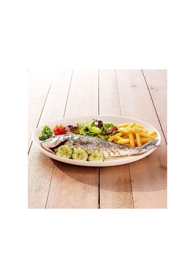 Temperli Cam Oval Beyaz Servis Tabağı 33cm