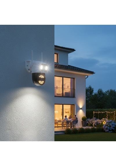 3 Kameralı Kablolu Akıllı Güvenlik Kamerası - 360 Ptz Hareketli, Çift Antenli, Wifi Ip, Gece Görüşlü Dış Mekan Kamera Çok Renkli