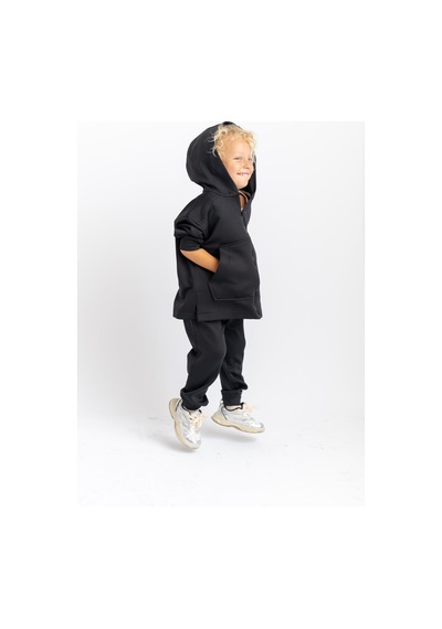 Oliven The Kid Oliventhekid Unisex Fermuarlı Kanguru Cepli Kapüşonlu Takım Siyah Siyah