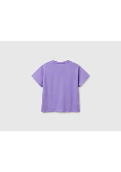 United Colors Of Benetton Benetton Kız Çocuk Önü Payet İşlemeli Baskılı T-shirt Mor