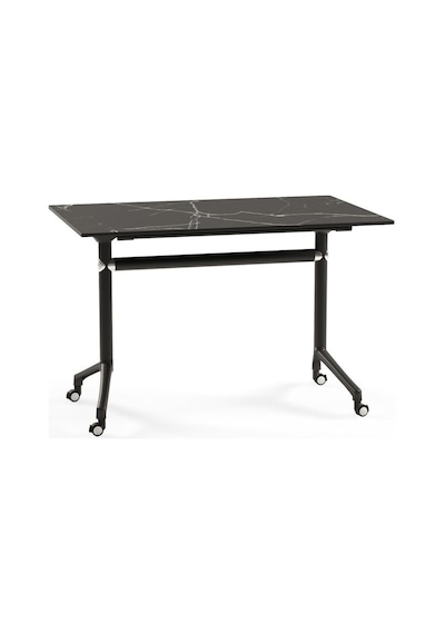 Katlanabilir Tekerlekli Siyah Mermer Desenli Compact Masa 120x77