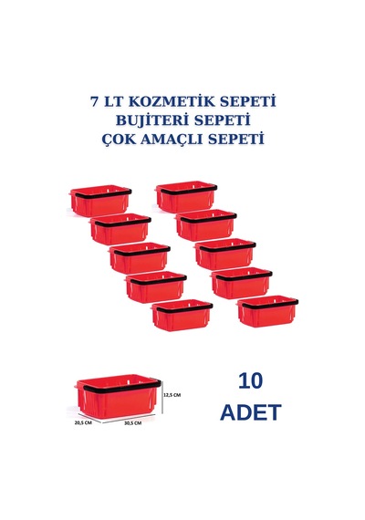 10adet 7Litre Kozmetik Sepeti Bijuteri Sepeti Kırtasiye Sepeti K