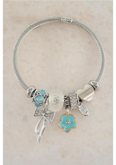 Kadın 316 L Çelik Karışık Figürlü Charm Bileklik Tkr001-5346 Gümüş