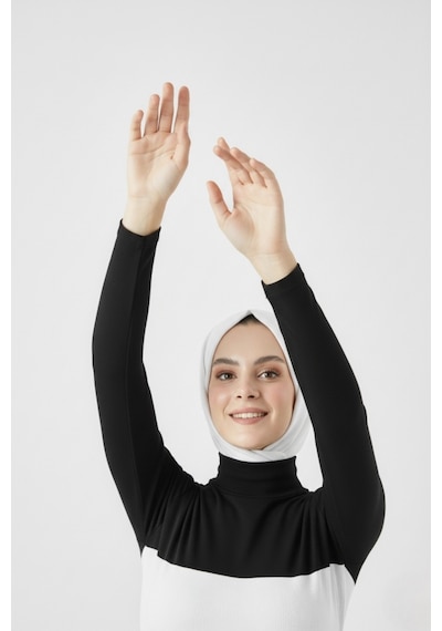 A02teks Dik Yaka Boyunluklu Kolluk Uzun Kollu Boyunluk Tesettür Boyunluk Balıkçı Yaka Bodysuit Siyah