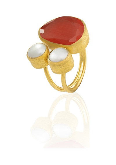 Kadir Jewellery 22 Ayar Altın Kaplama Kadın Zirkon Taşlı Yüzük-el İşçiliği Ve Özel Tasarım Kırmızı