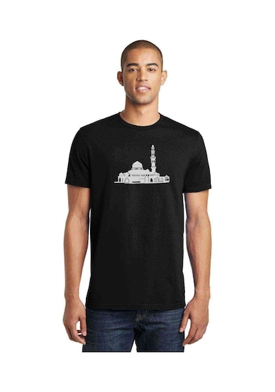 Silhouette Mosque Baskılı Siyah Erkek Tshirt (528856273)