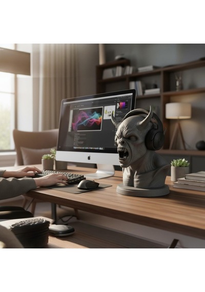 Happy3dworld İblis Büstü Kulaklık Standı, 3d Baskı Horror Gotik Gaming Dekor