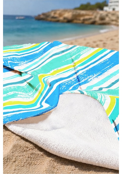 Çizgili Marine Modern Plaj Havlusu - Mavi Turkuaz Akdeniz Stil Hızlı Kuruyan Mikrofiber Havlu Kuru Esinti