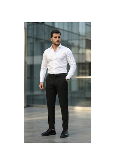 Butik İstanbul Erkek Saten Klasik Gömlek Beyaz