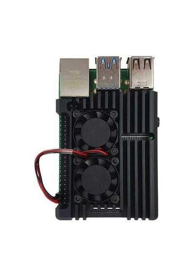 Robotistan Raspberry Pi 4 Alüminyum Çift Fanlı Muhafaza Kutusu -