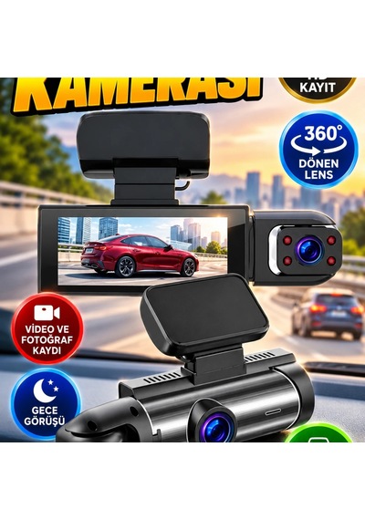Black Box Traffic Recorder 360 Derece Dönen Hd Araç Kamerası 1296p Video Ve Fotoğraf Kayıt Cihazı