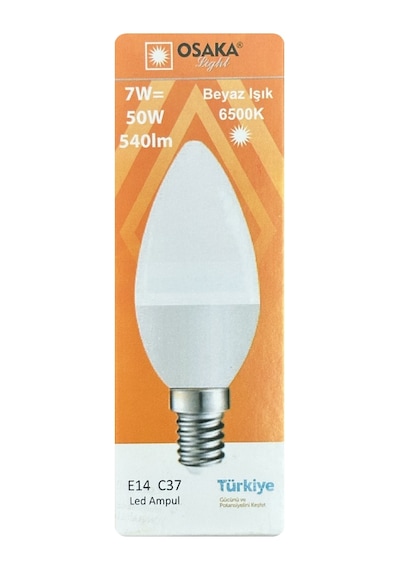 8 Adet Osaka 7w 50w Beyaz Işık 6500k E14 Duylu İnce Duy Led Mum Ampul