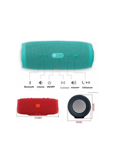 Charge3 Bluetooth Hoparlör Usb Ve Hafıza Kartı Girişli Fm Radyolu Şarjlı Taşınabilir Kablosuz Speaker Mp3 Çalar Tüm Cihazlara Uyumlu