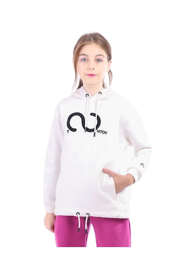Kız Çocuk Oversize Kapüşonlu Cepli Düşük Omuz Baskılı Sweatshirt - Beli Ayarlanabilir & 3 İplik Şardonlu Ekru Kız Çocuk Oversize Kapüşonlu Cepli Düşük Omuz Baskılı Sweatshirt - Beli Ayarlanabilir & 3 İplik Şardonlu Ekru