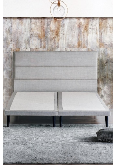 Niron Slim Baza Ve Başlık Takımı - 150x200 Çift Kişilik Kumaş Kaplı Metal Karyola Ve Başlık Seti