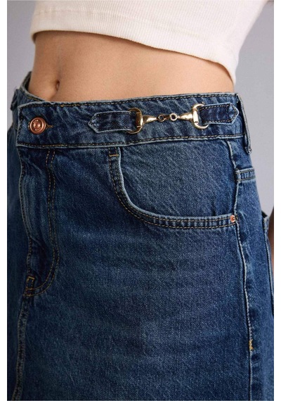 Defacto Regular Fıt Jean Mini Etek H3226ax26smnm28 Mavi-nm28