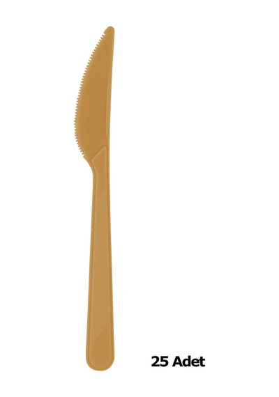 Plastik Gold Altın Renkli Lüx Parti Doğum Günü Bıçak - 18 Cm. - 25 Adetlik Paket Altın